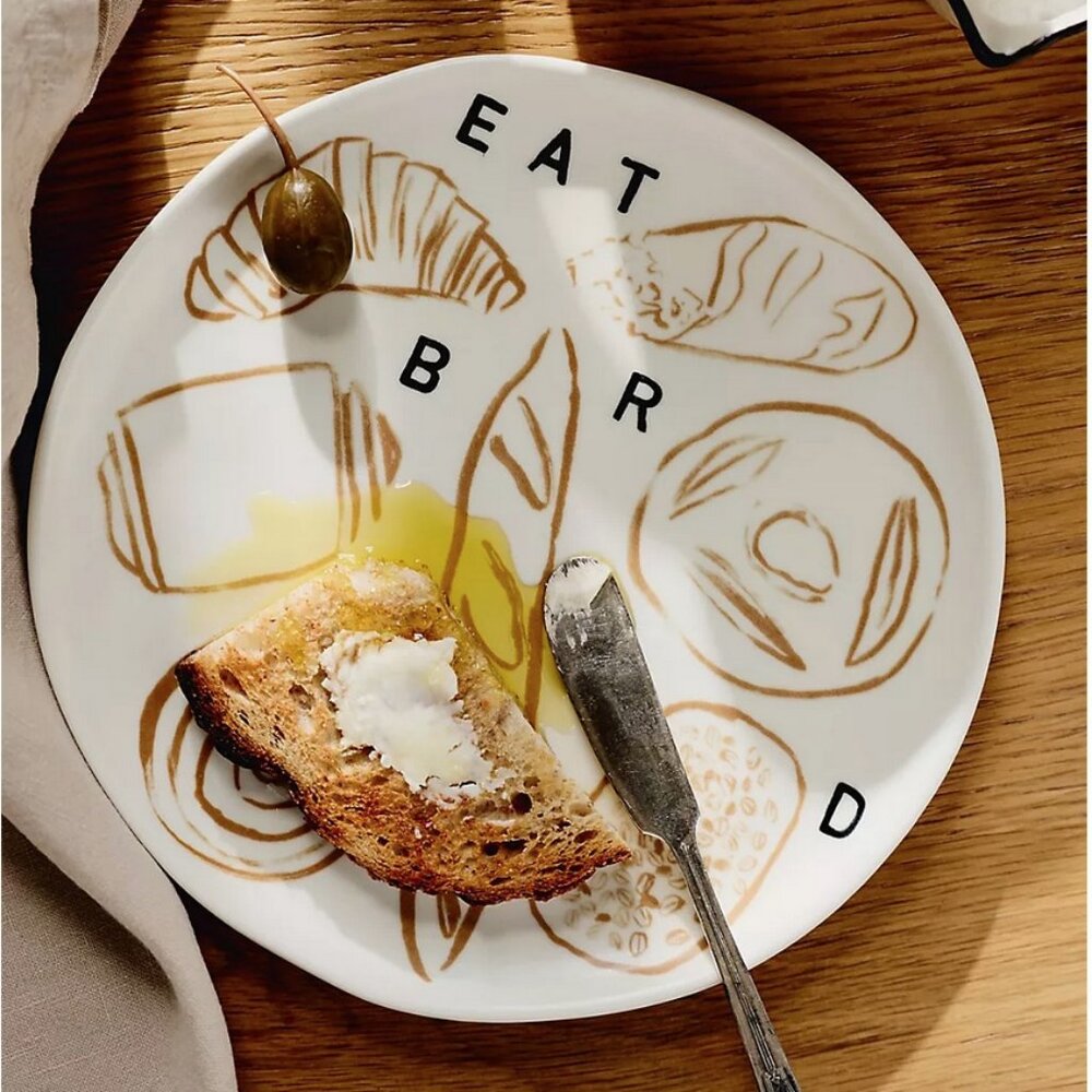 Anthropologie Phthalo Ruth Stoneware Eat Bread Dessert Plate BRAND NEW